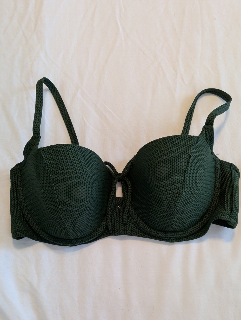 Shade & Shore Textured Forest Green Padded Underwire Bikini Top 36C